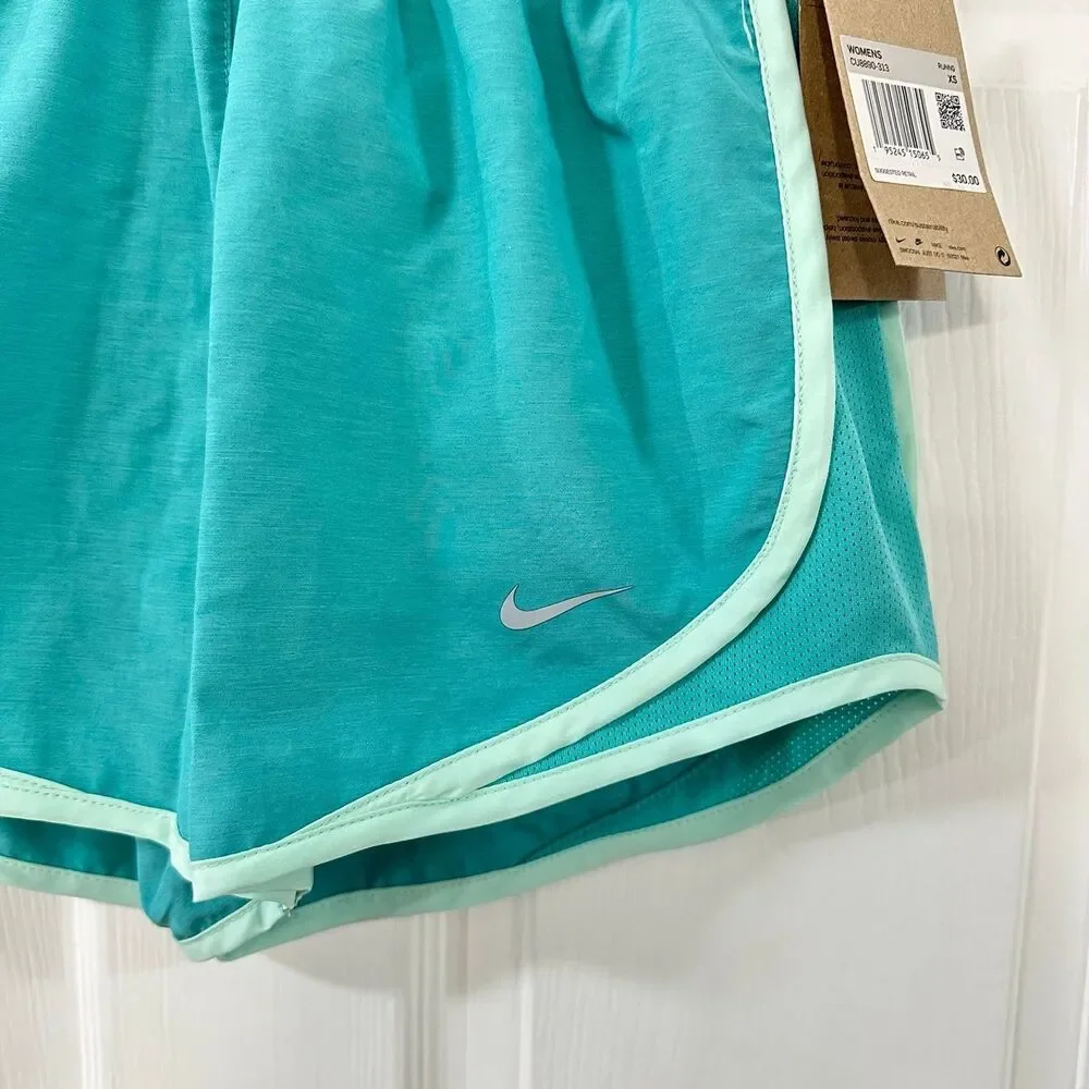 Nike Women’s Tiempo Running Shorts W/Liner  sz XS CU8890-313 Blue Green Teal